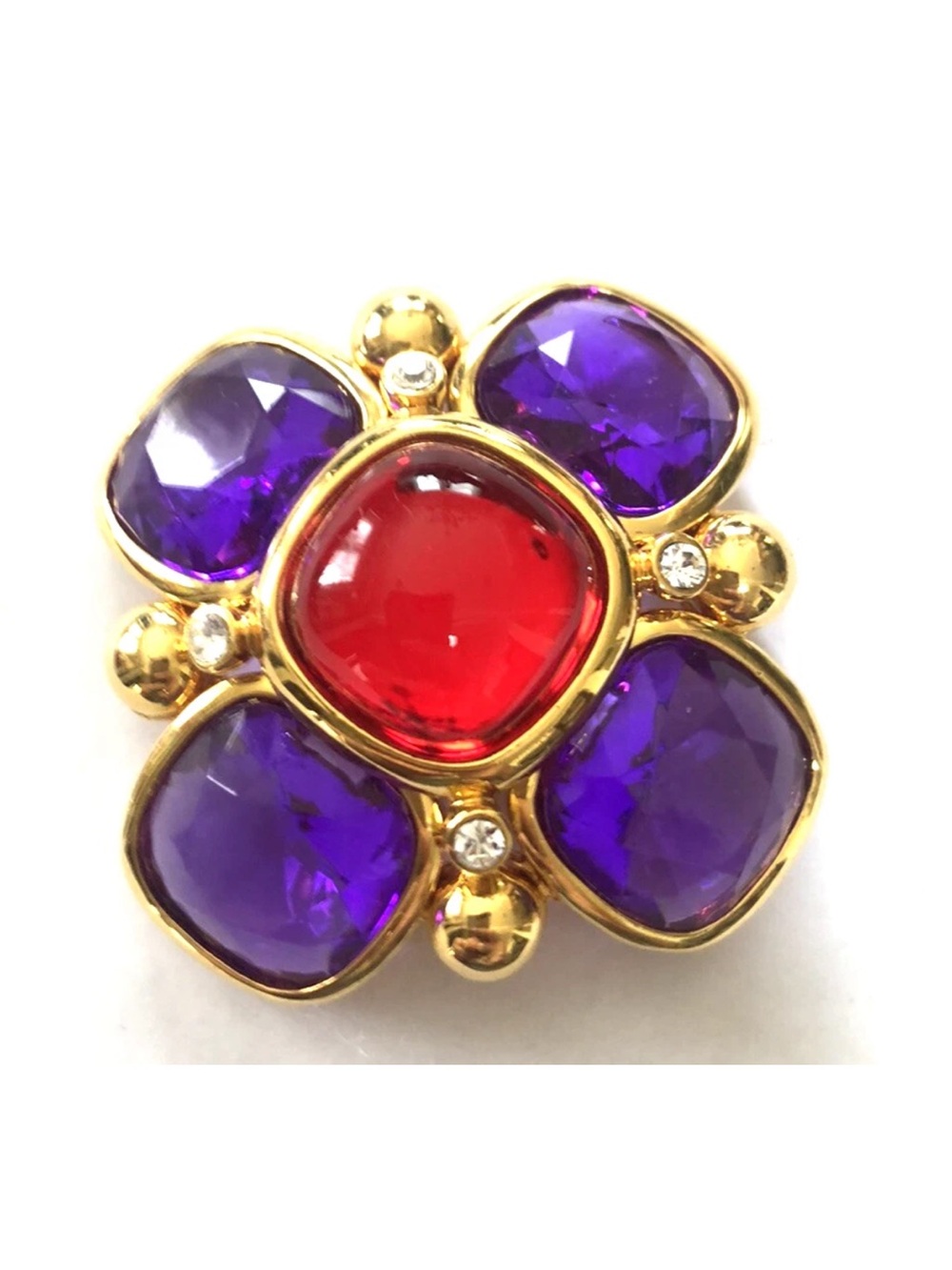 JOAN RIVERS 20th Anniversary Purple & Red Glamorous Brooch Pin